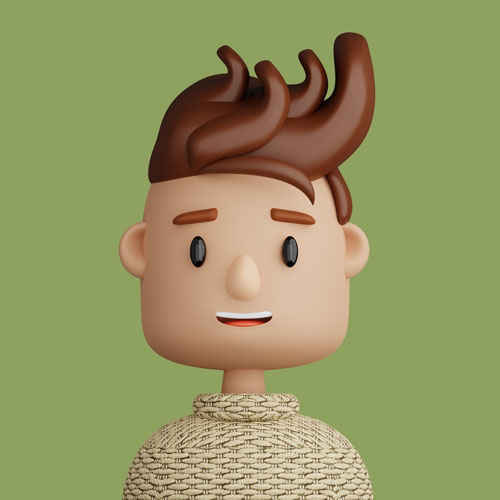 Brown cool hair avatar on green background for recruitment website.