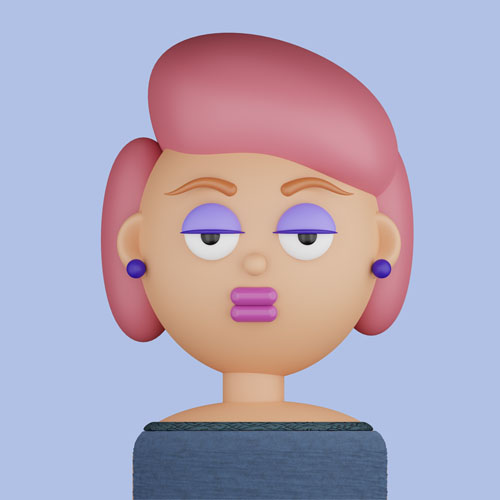 female boss avatar with pink hair for recruitment website.