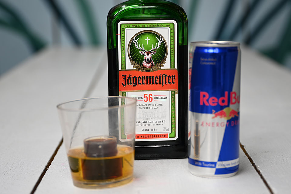 Jager Bombs with Jagermeister and Red Bull